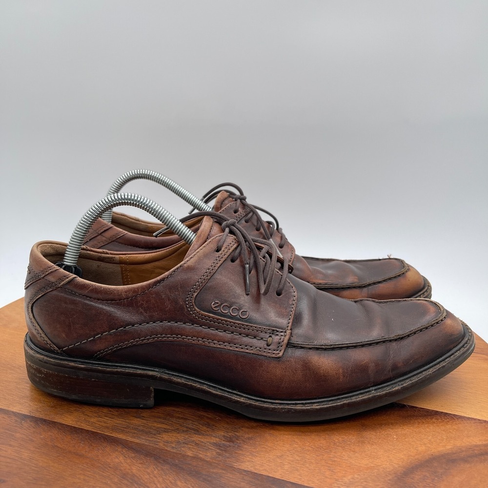 Ecco Shoes Mens 10 Holton Apron Toe‎ Oxford Brown Leather Dress Casual